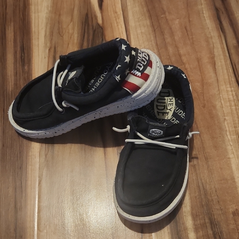 Hey Dude Blue and White Slip-On Loafers